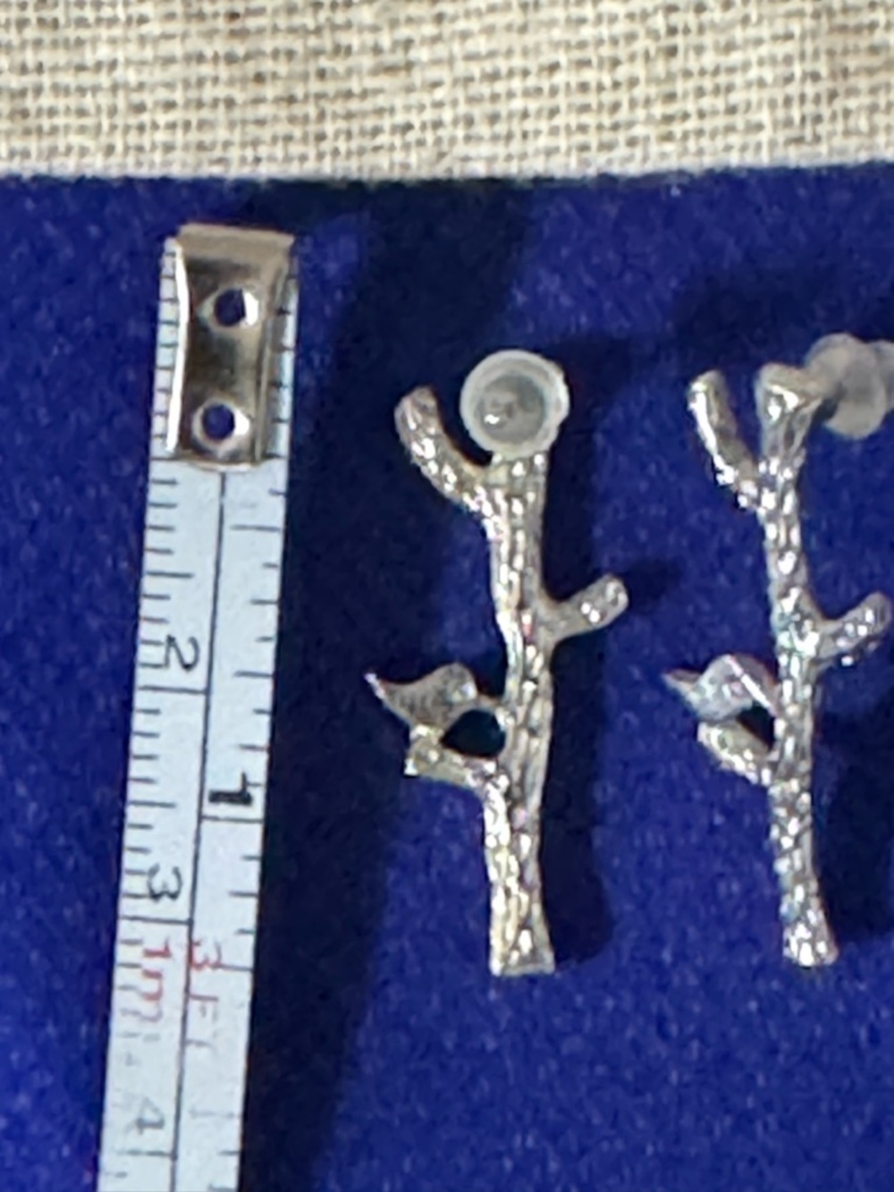 Bird perching on a tree branch silver dainty earrings. NWT comes in/with pouch - Picture 4 of 4